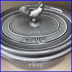 Staub La Cocotte Oval Dutch Oven #31 Gray France Cast Iron (4X)