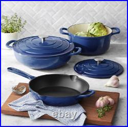 The 5-Piece Enamel Cast Iron Blue Color Set, Multi-purpose one-pot meals