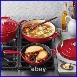 The 5-Piece Enamel Cast Iron Red Color Set, Multi-purpose one-pot meals