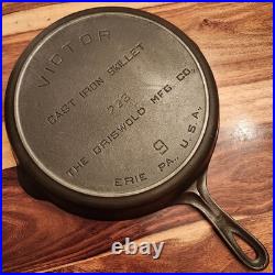 The Griswold MFG Co. Fully Marked Victor Cast Iron Skillet #9, 723, EPU
