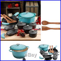 The Pioneer Woman Timeless Turquoise Cast Iron Essential, Set 18 Piece