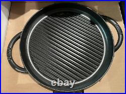 USED Staub Cast Iron Steam Grill Pan with Glass Lid 12
