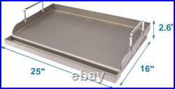 Universal Fit 25x16 Cast Iron Griddle with Removable Handles for Tailgating