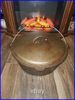 Unmarked Cast Iron 16 Huge dutch oven vintage 16 XLarge Family Size HTF