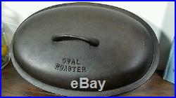 Unmarked Early Lodge #4 Cast Iron Oval Roaster Vtg USA Cleaned Seasoned
