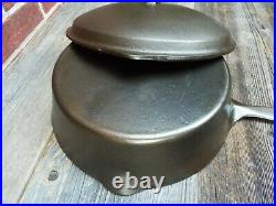 Unmarked Wagner 11 Cast Iron Deep Skillet / Chicken Fryer with Lid, restored