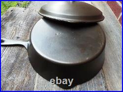 Unmarked Wagner 11 Cast Iron Deep Skillet / Chicken Fryer with Lid, restored