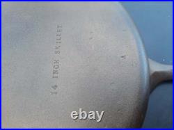Unmarked Wagner 14 A #12 Cast Iron Skillet without USA Slight Wobble RESTORED