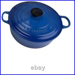 Used Le Creuset 20 Dutch Oven 2 Qt Blue Round Enameled Cast Iron