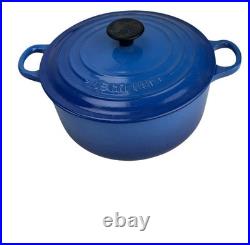 Used Le Creuset 20 Dutch Oven 2 Qt Blue Round Enameled Cast Iron