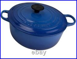 Used Le Creuset 20 Dutch Oven 2 Qt Blue Round Enameled Cast Iron