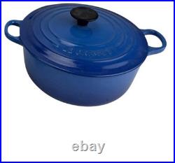 Used Le Creuset 20 Dutch Oven 2 Qt Blue Round Enameled Cast Iron