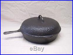 VINTAGE 12 # 10 CHICAGO HARDWARE FOUNDRY DEEP HAMMERED CAST IRON SKILLET With LID