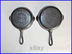 VINTAGE 1930's GRISWOLD MATCHING SKILLET SET with LARGE BLOCK LOGO (Ex. Cond.)