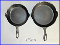 VINTAGE 1930's GRISWOLD MATCHING SKILLET SET with LARGE BLOCK LOGO (Ex. Cond.)