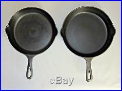 VINTAGE 1930's GRISWOLD MATCHING SKILLET SET with LARGE BLOCK LOGO (Ex. Cond.)