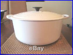 VINTAGE AMAZING CONDITION- LE CREUSET #2 GLOSSY WHITE DUTCH OVEN & LID 7.25qt