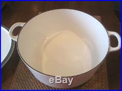 VINTAGE AMAZING CONDITION- LE CREUSET #2 GLOSSY WHITE DUTCH OVEN & LID 7.25qt