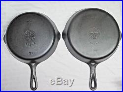 VINTAGE GRISWOLD CAST IRON SKILLET SET withEARLY HANDLE #3,4,5,6,7,8,9 (Ex. Cond)
