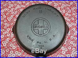 Vintage Griswold Large Block Logo Cast Iron Skillet Set. # 3, 4, 5, 6, 7, 8, 9