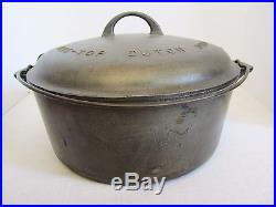 Vintage Griswold No 10 Tite-top Cast Iron Dutch Oven With Handle Jf