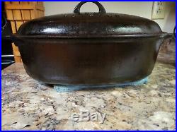 VINTAGE GRISWOLD No. 7 CAST IRON OVAL DUTCH OVEN ROASTER WITH LID NICE