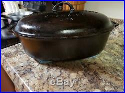 VINTAGE GRISWOLD No. 7 CAST IRON OVAL DUTCH OVEN ROASTER WITH LID NICE