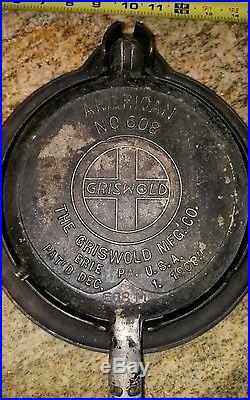 VINTAGE GRISWOLD WAFFLE IRON no 608 Erie PA RARE
