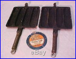 Vintage Wagner Ware Krusty Korn Cast Iron Sausage Pans & Holder With Hang Tag