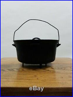 VTG GRISWOLD 310 CAST IRON CHUCK WAGON CAMP DUTCH OVEN With #10 LID LEGS TITE-TOP