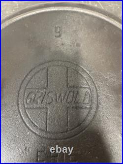VTG Griswold ERIE #9 Slant Logo Cast Iron Skillet 710 X Heat Ring
