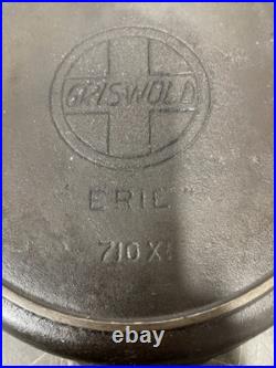 VTG Griswold ERIE #9 Slant Logo Cast Iron Skillet 710 X Heat Ring