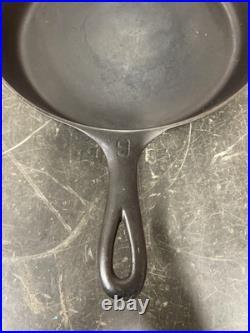 VTG Griswold ERIE #9 Slant Logo Cast Iron Skillet 710 X Heat Ring