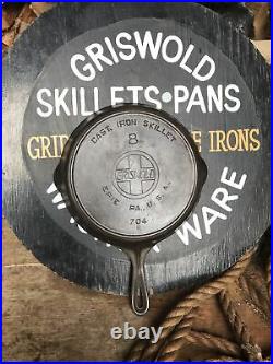 VTG Griswold Erie Cast Iron No. 8 Slant Logo Skillet with Heat Ring -704 R Smooth