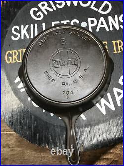 VTG Griswold Erie Cast Iron No. 8 Slant Logo Skillet with Heat Ring -704 R Smooth