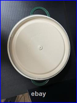 VTG Staub Basix  Green Heavy #26 Made In France Enamel Cast Iron Dutch Oven