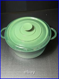 VTG Staub Basix  Green Heavy #26 Made In France Enamel Cast Iron Dutch Oven