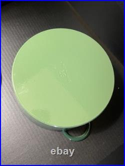 VTG Staub Basix  Green Heavy #26 Made In France Enamel Cast Iron Dutch Oven