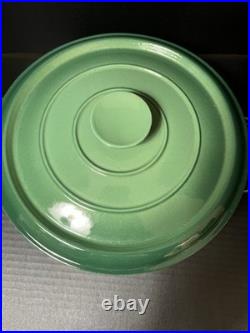 VTG Staub Basix  Green Heavy #26 Made In France Enamel Cast Iron Dutch Oven
