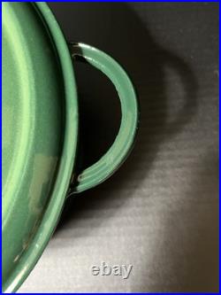 VTG Staub Basix  Green Heavy #26 Made In France Enamel Cast Iron Dutch Oven