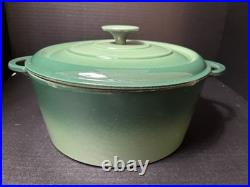 VTG Staub Basix  Green Heavy #26 Made In France Enamel Cast Iron Dutch Oven