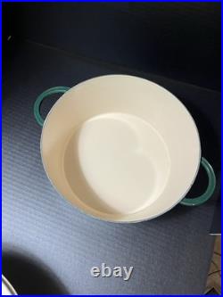 VTG Staub Basix  Green Heavy #26 Made In France Enamel Cast Iron Dutch Oven