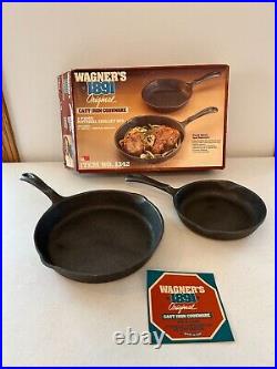 VTG Wagner's 1891 Original Cast Iron Cookware Skillet Pan Set 8 & 10.5 # 1342