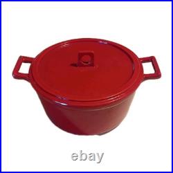 Ventage FOOD Net. Red Enameled Cast Iron 5.5 quart Dutch Oven Clean Red White