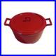 Ventage FOOD Net. Red Enameled Cast Iron 5.5 quart Dutch Oven Clean Red White