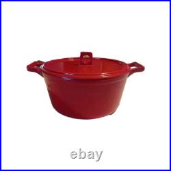 Ventage FOOD Net. Red Enameled Cast Iron 5.5 quart Dutch Oven Clean Red White