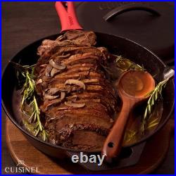 Versatile 12'' Pre-Seasoned Cast Iron Frying Pan with Silicone Handle Holders