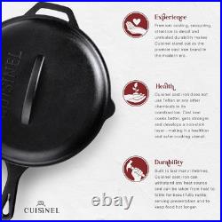 Versatile 12'' Pre-Seasoned Cast Iron Frying Pan with Silicone Handle Holders
