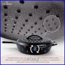 Versatile 12'' Pre-Seasoned Cast Iron Frying Pan with Silicone Handle Holders