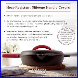 Versatile 12'' Pre-Seasoned Cast Iron Frying Pan with Silicone Handle Holders